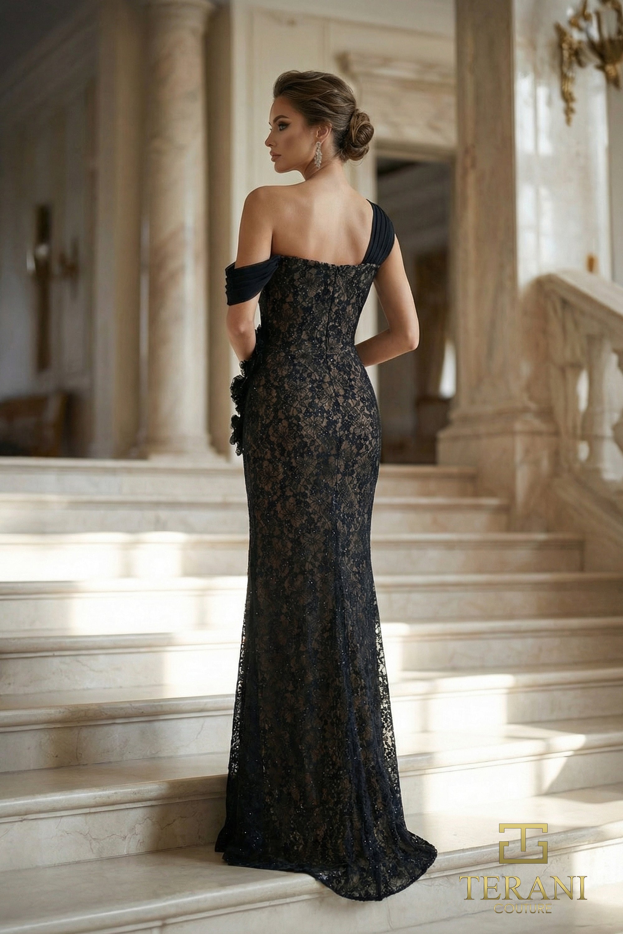 Terani Couture Evening Gown Terani Couture 262E7112 One-Shoulder Long Evening Sheath Gown