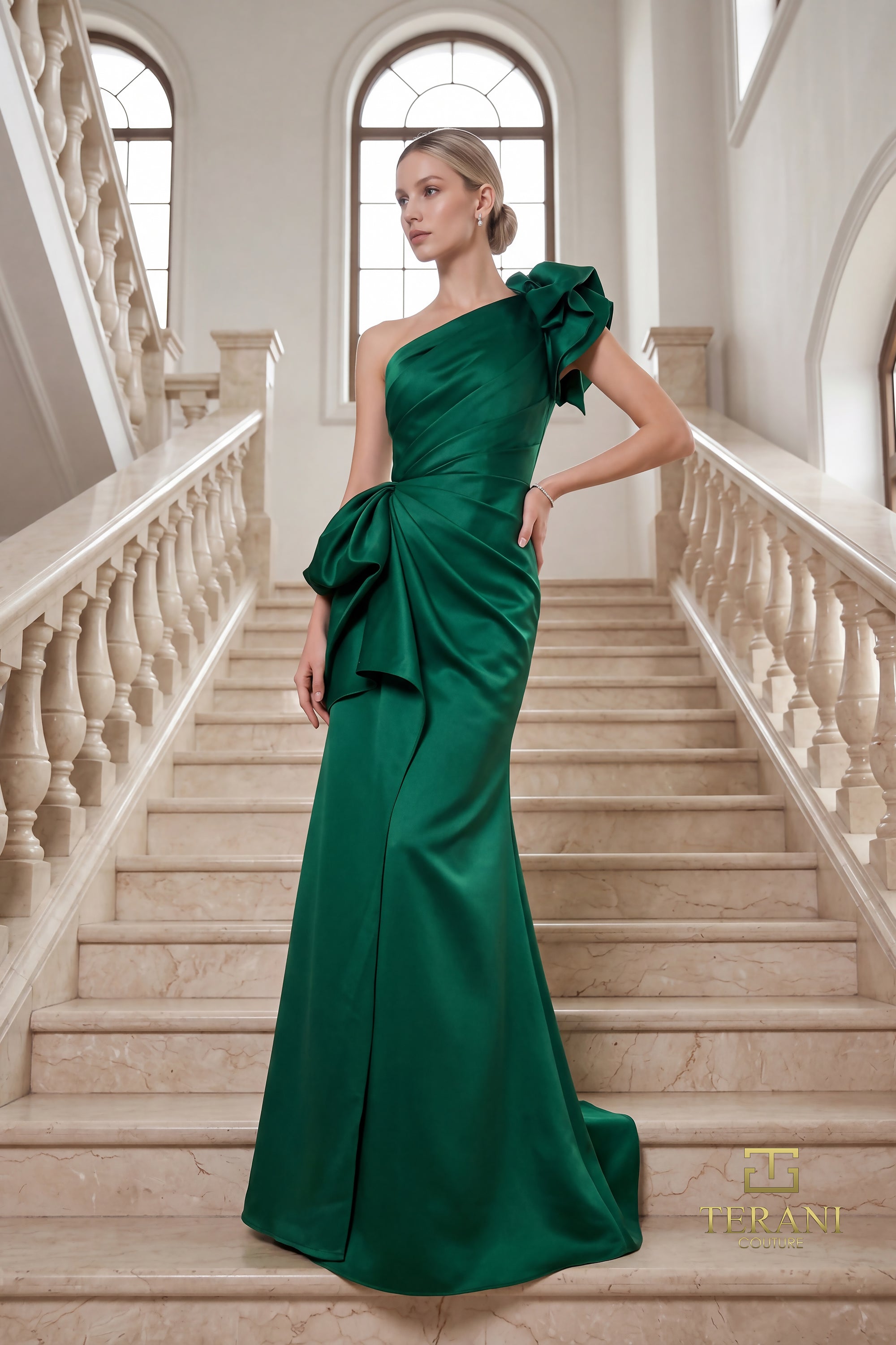 Terani Couture Evening Gown Terani Couture 262E7132 One-Shoulder Long Evening Dress