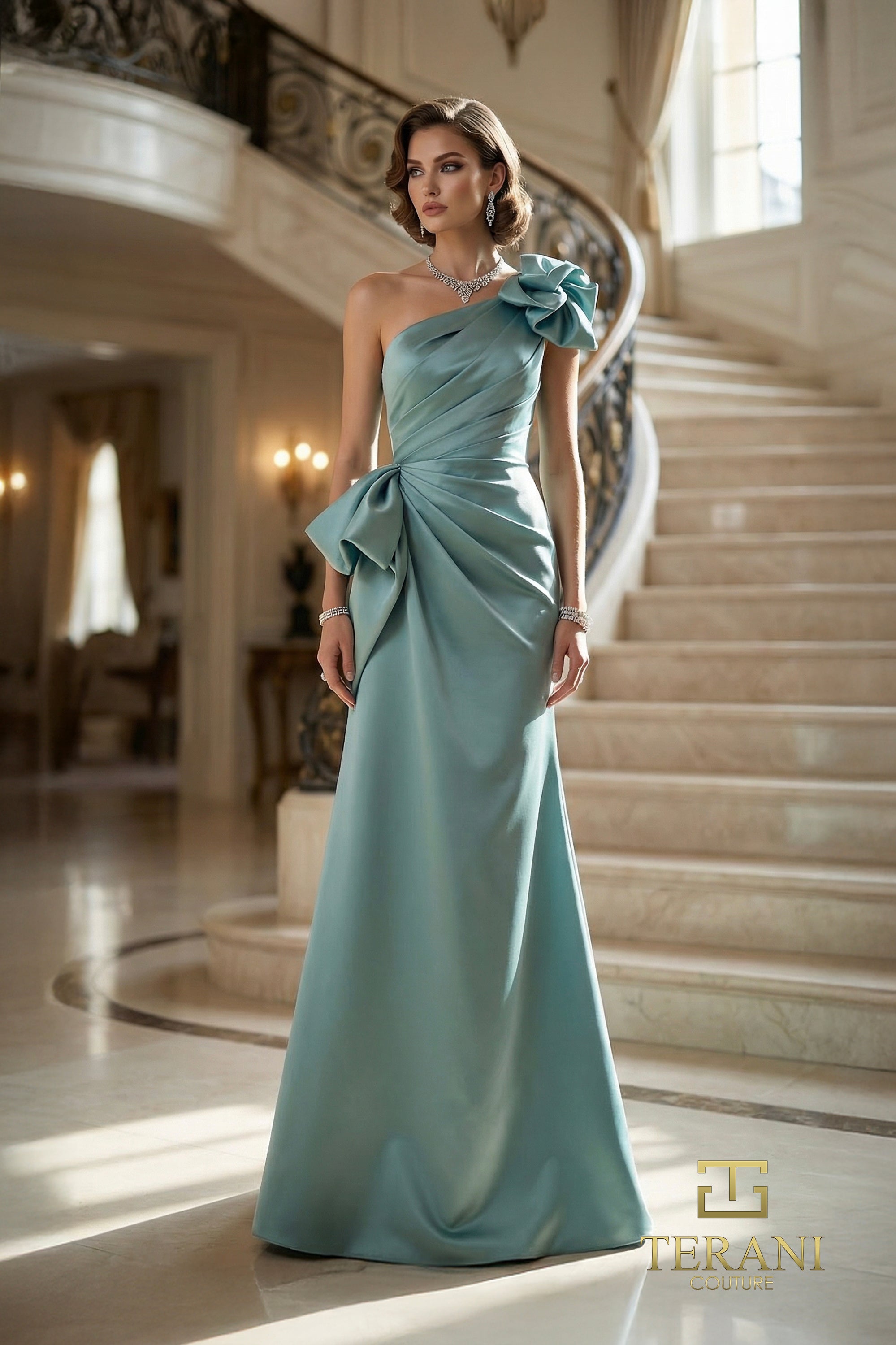 Terani Couture Evening Gown Terani Couture 262E7132 One-Shoulder Long Evening Dress