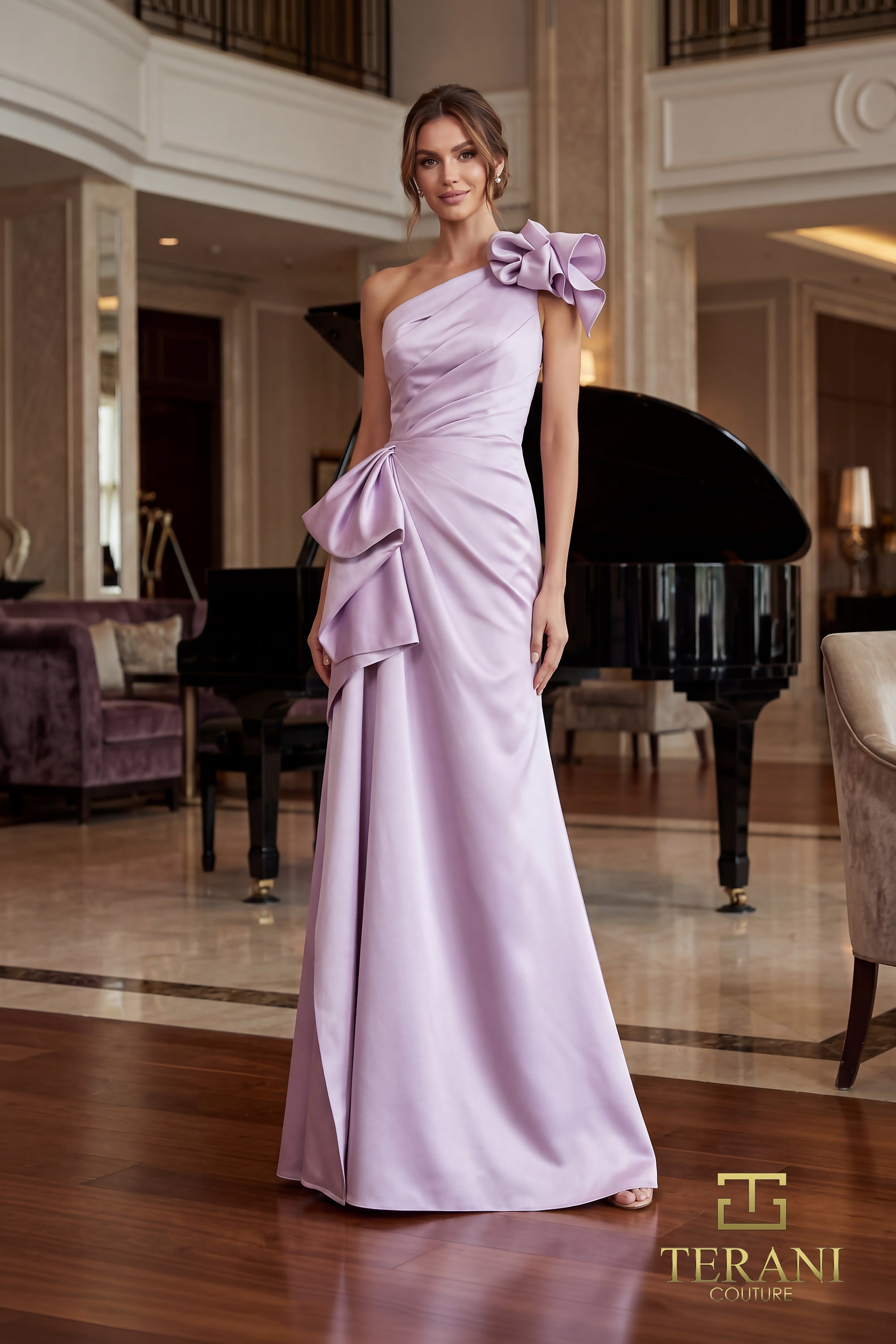 Terani Couture Evening Gown Terani Couture 262E7132 One-Shoulder Long Evening Dress