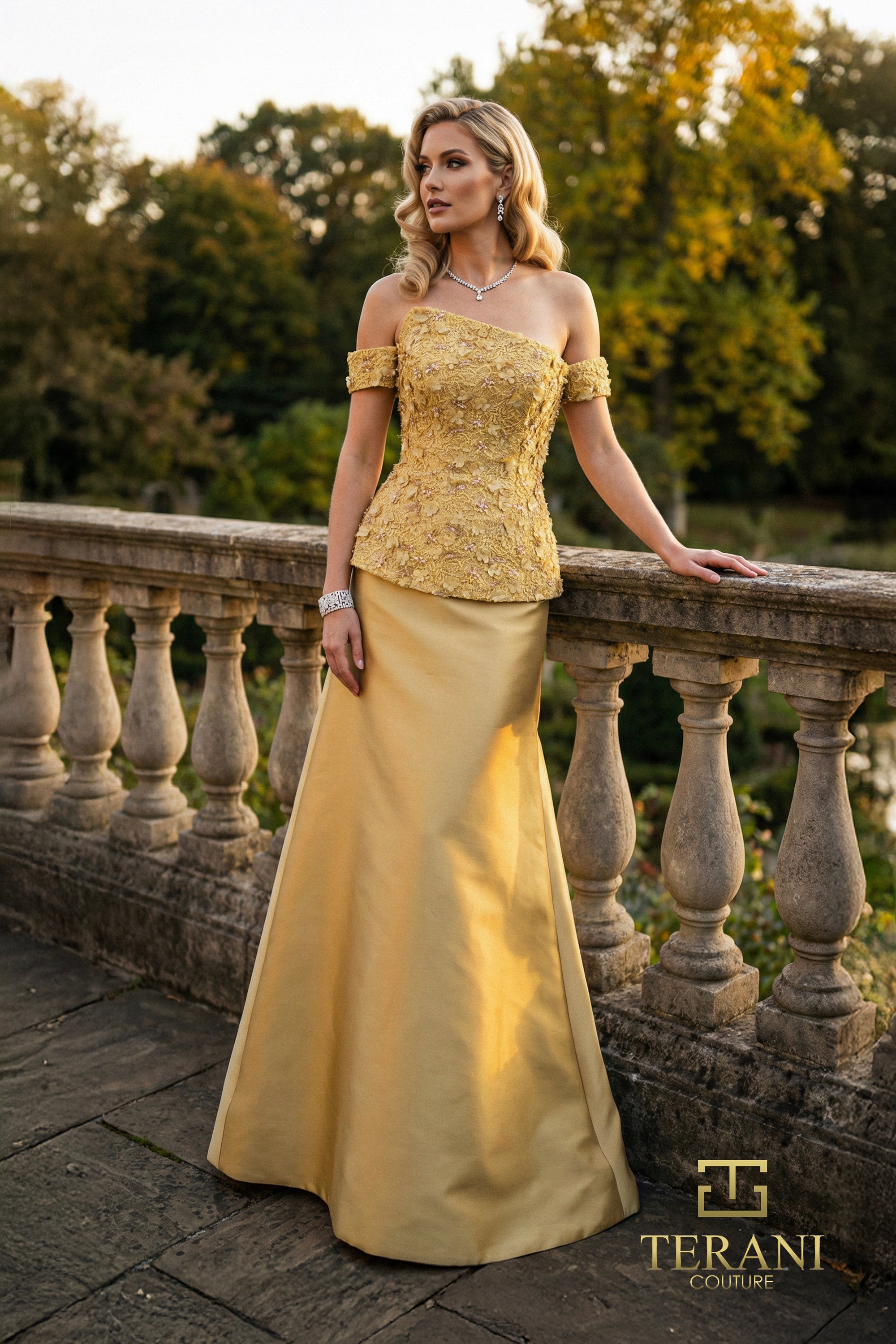 Terani Couture Mother of the Bride Dress Terani Couture 262M7270 Off-Shoulder Long Two-Piece Mother of the Bride Set
