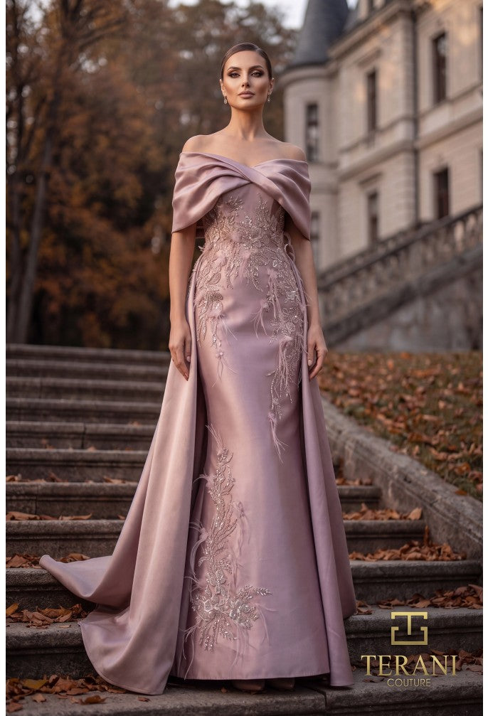 Terani Couture Mother of the Bride Dress Terani Couture 262M7271 Off-Shoulder Long Mother of the Bride Dress