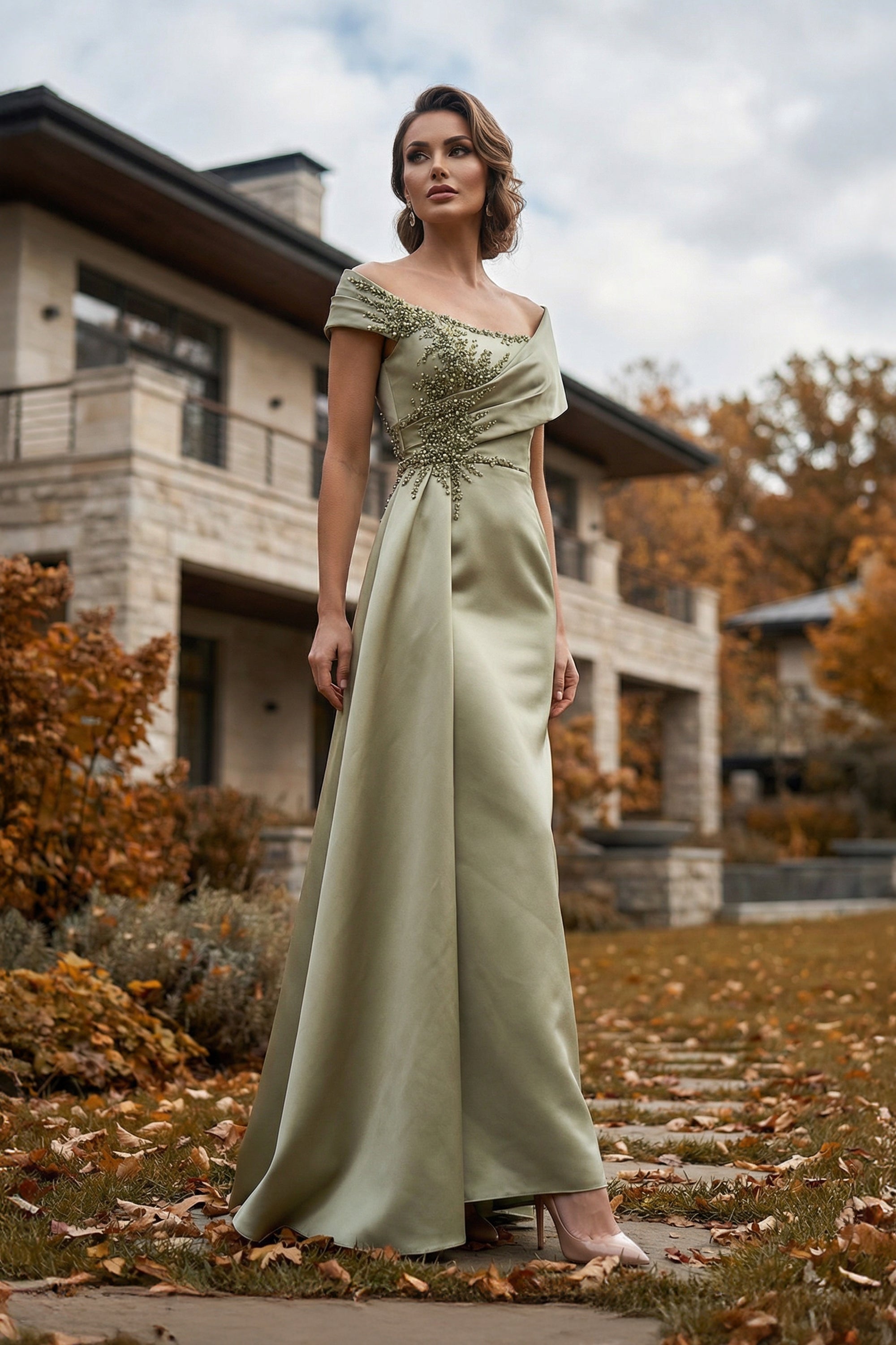 Terani Couture Mother of the Bride Dress Terani Couture 262M7278 Off-Shoulder Long Mother of the Bride Sheath Dress