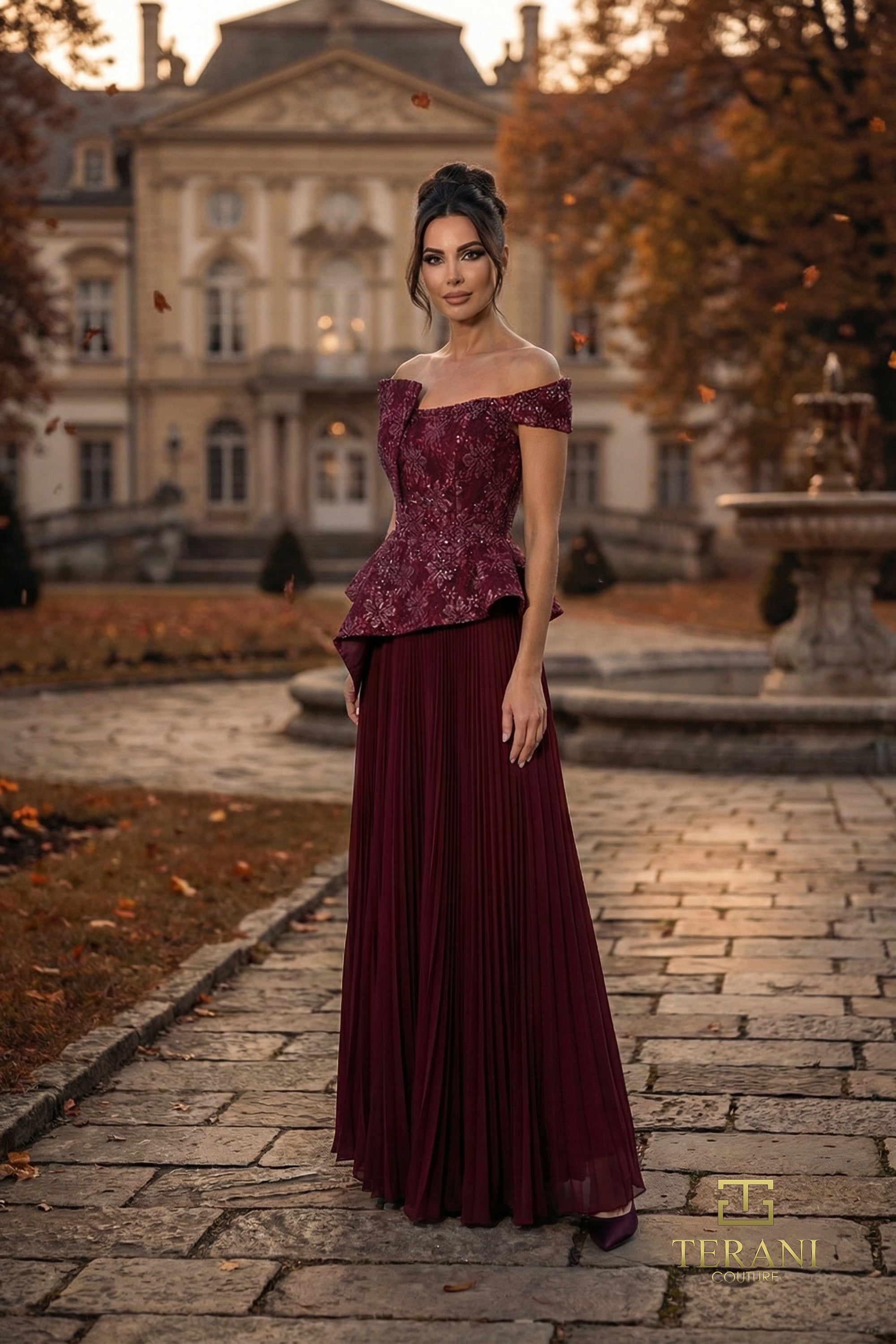 Terani Couture Mother of the Bride Dress Terani Couture 262M7287 Off-Shoulder Long Two-Piece Mother of the Bride Set