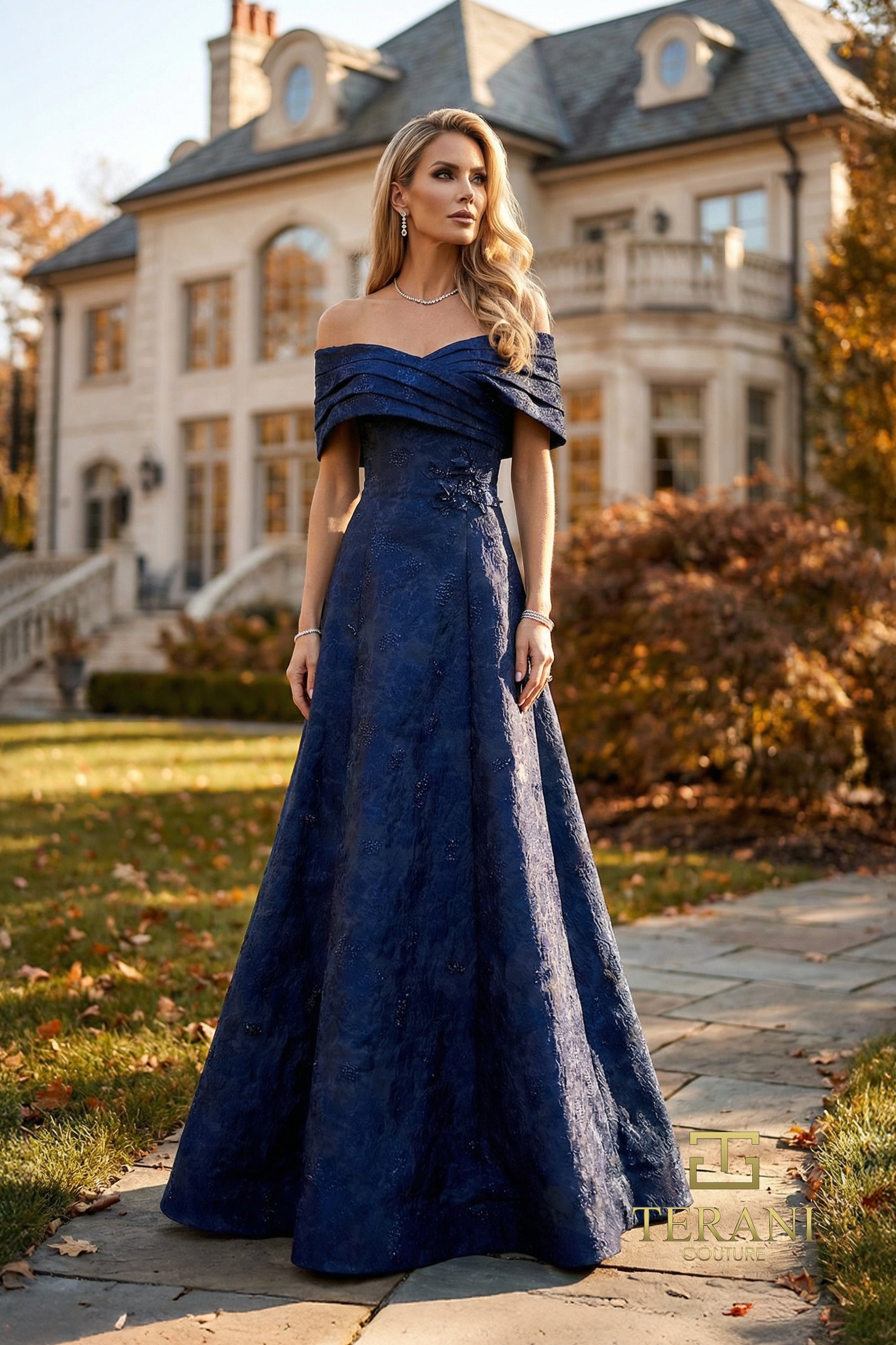 Terani Couture Mother of the Bride Dress Terani Couture 262M7299 Off-Shoulder Long Mother of the Bride Dress