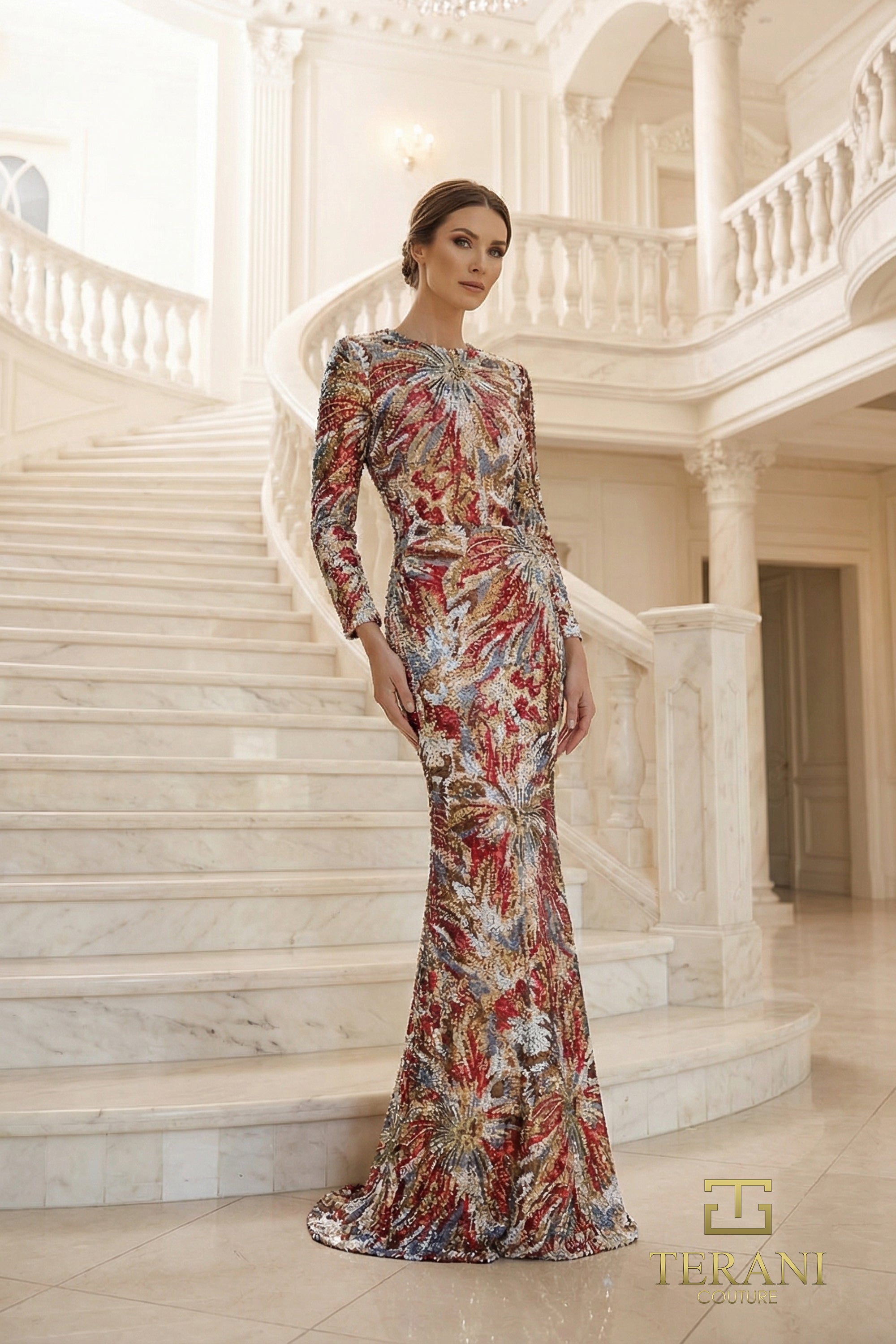 Terani Couture Mother of the Bride Dress Terani Couture 262M7320 Round Neck Long Mother of the Bride Dress