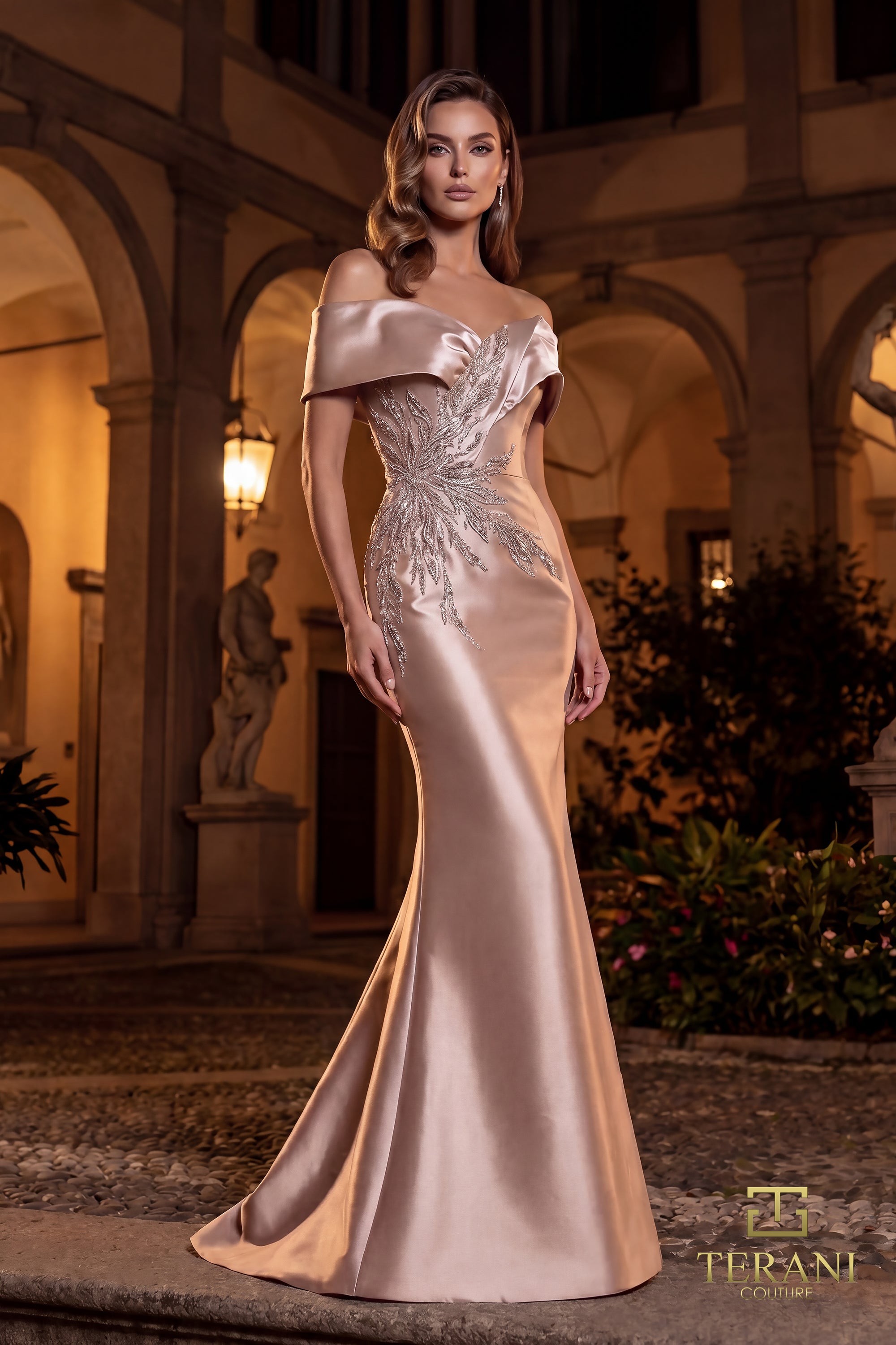 Terani Couture Mother of the Bride Dress Terani Couture 262M7517 Off-Shoulder Long Mother of the Bride Dress