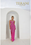 terani couture prom dress 0 / BLUSH-NUDE Terani Couture 241P2163 beaded backless dress