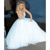 JO Prom Dress Light Blue Tulle Floral Embroidered Prom Ballgown 11092
