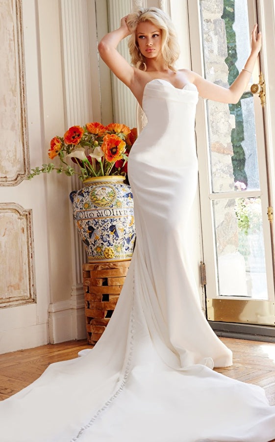 Jovani bridal dress Jovani Bridal JB04879 Off White Pleated Bust Sheath Strapless Wedding Gown