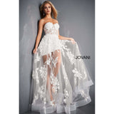 Jovani Bridal Gown Jovani 02845 Ivory Floral Embellished Strapless Informal Wedding dress