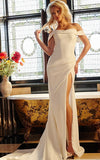 Jovani Bridal Gown Jovani Bridal JB07454 Off the Shoulder High Slit Wedding Dress