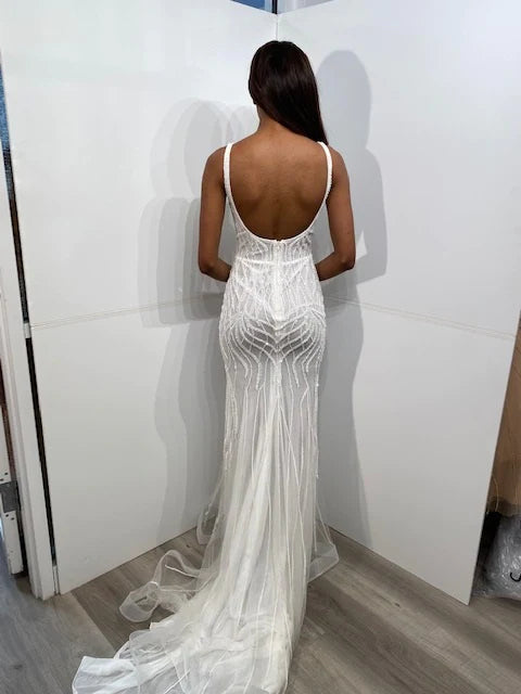 Jovani Bridal Gown Jovani JB06666 Off White Form Fitting Embellished Wedding Dress
