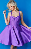 Jovani Dresses Jovani 09464 Purple Sweetheart Neck Fit and Flare Short Dress