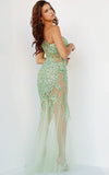 Jovani Dresses Jovani 6395 Mint Beaded Illusion Sheath Prom Dress