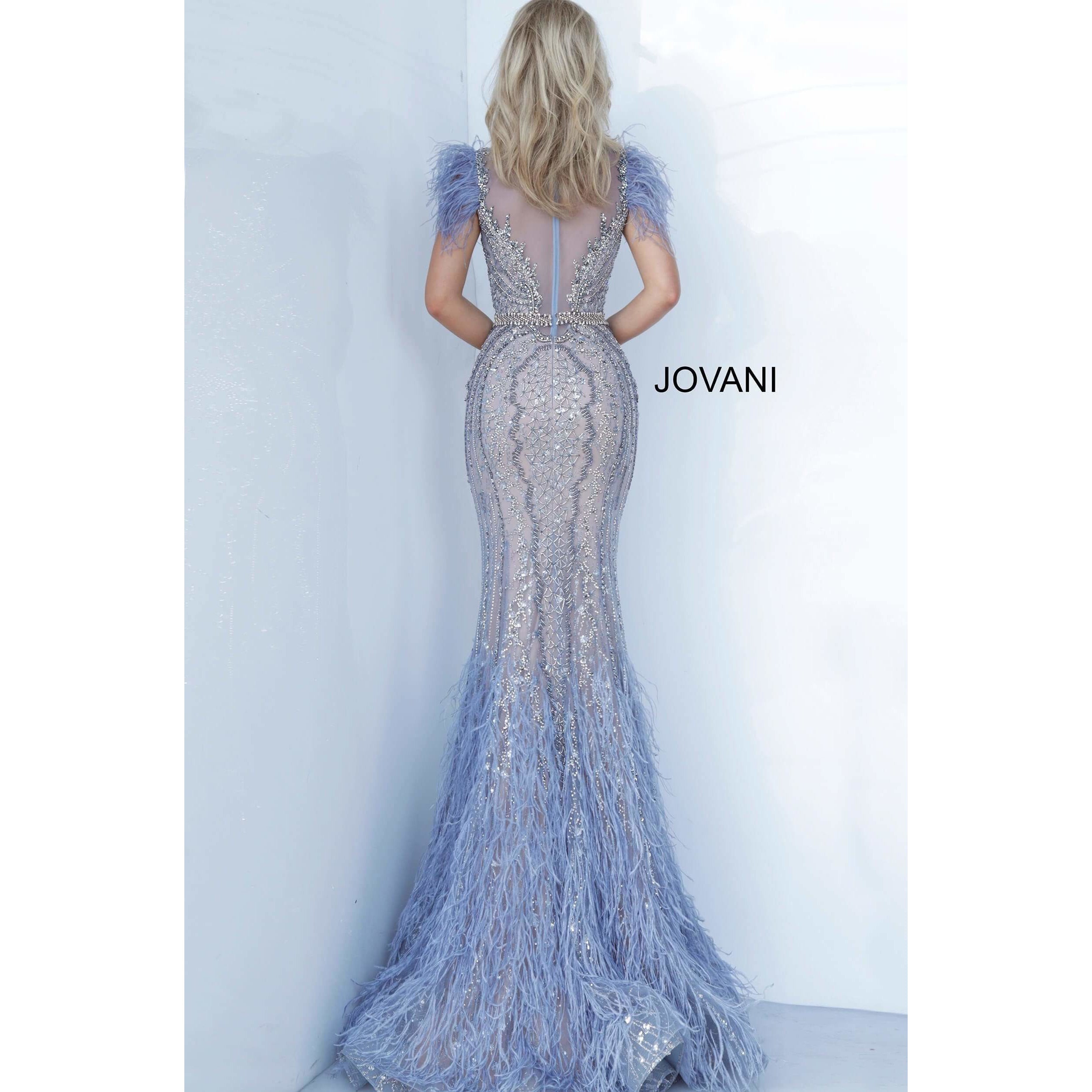 Jovani 02326 Beaded Feather Embellished Jovani Evening Dress 02326 - NorasBridalBoutiqueNY