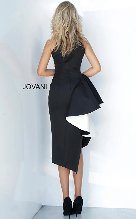 Jovani Evening Dress Jovani 00572 Black and White Elegant Fitted Cocktail Dress
