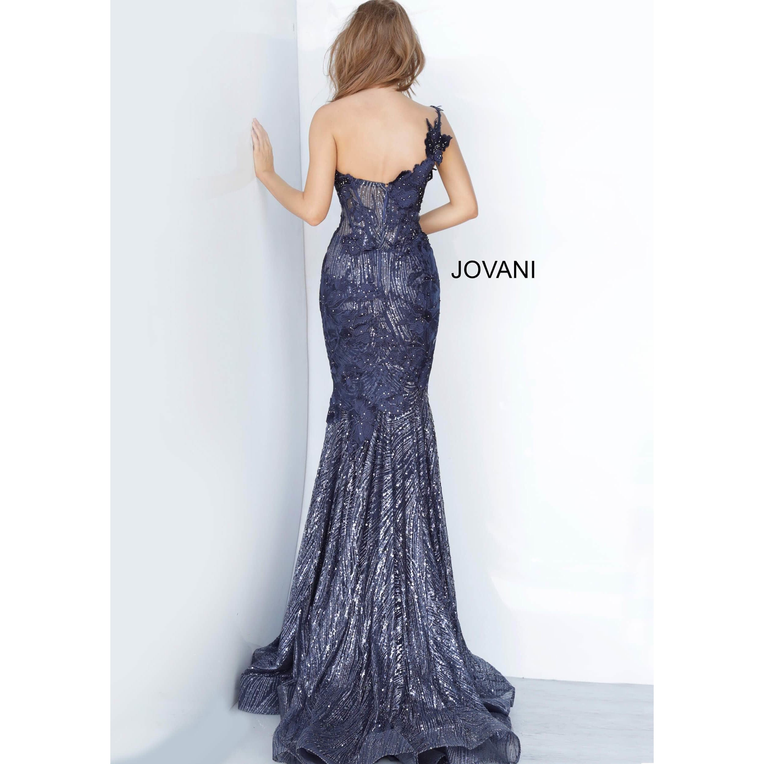 Jovani 02445 One Shoulder Sweetheart Neck Evening Dress - NorasBridalBoutiqueNY