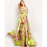 Jovani Evening Dress Jovani 04176 Multi Floral Chiffon Maxi Evening Dress