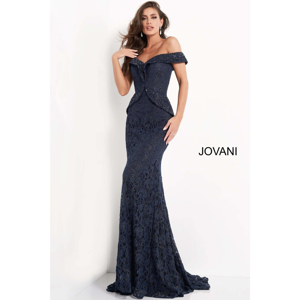 Jovani Evening Dress Jovani 05059 Off the Shoulder Embellished Mother of the Bride Dress