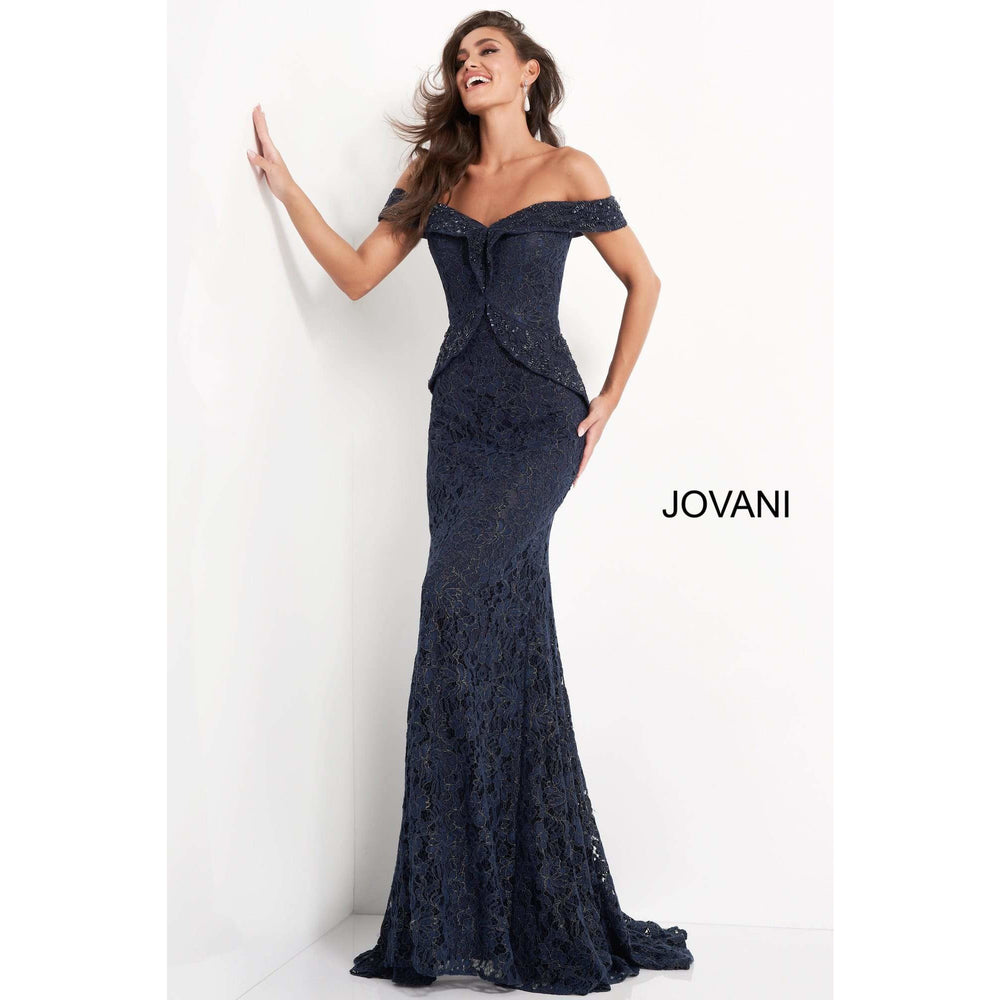 Jovani Evening Dress Jovani 05059 Off the Shoulder Embellished Mother of the Bride Dress