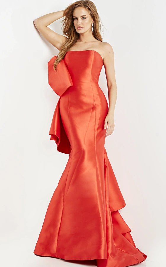 Jovani Evening Dress Jovani 05219 Red Strapless Mermaid Evening Gown