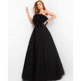 Jovani Evening Dress Jovani 05624 Black Feather Bodice Evening Ballgown