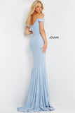 Jovani Evening Dress Jovani 06281 Light Blue High Slit Glitter Prom Dress