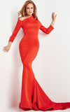 Jovani Evening Dress Jovani 06614 Tomato Fitted long Sleeve Evening Dress