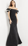 Jovani Evening Dress Jovani 07017 Black and White Off the Shoulder Sheath Evening Dress