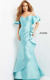 Jovani Evening Dress Jovani 07020 Light Blue Sweetheart Neck Ruched Evening Gown