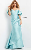 Jovani Evening Dress Jovani 07020 Light Blue Sweetheart Neck Ruched Evening Gown