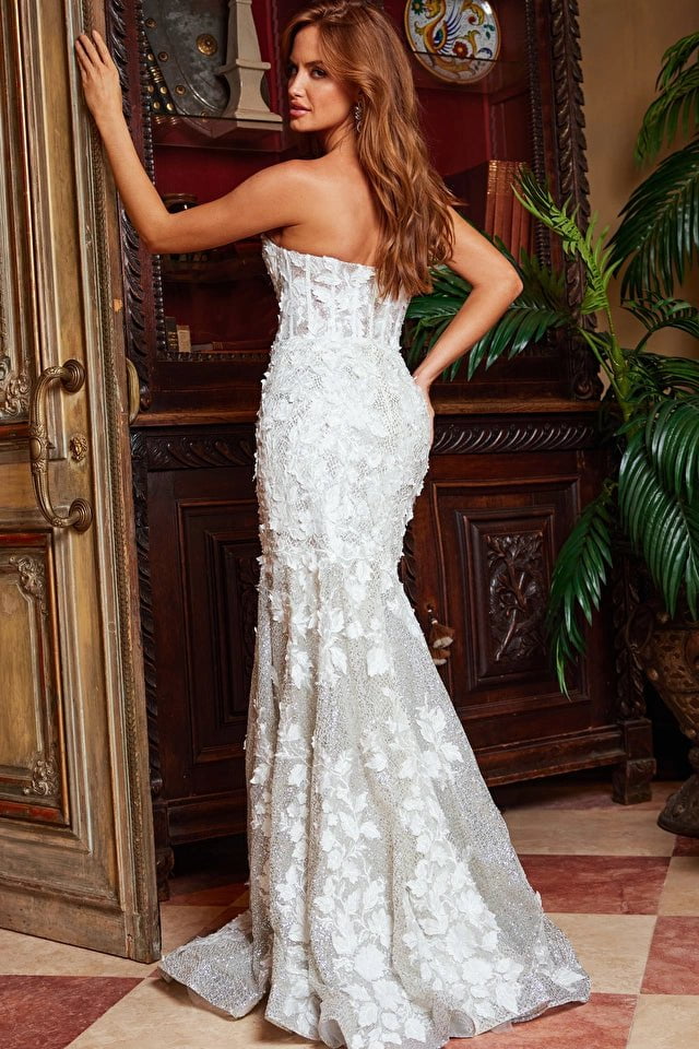 strapless white prom dresses
