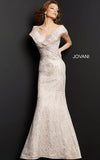 Jovani Evening Dress Jovani 08656 Blush Off the Shoulder V Neck Evening Dress