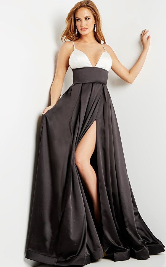2024 A-Line Black Prom Dresses Spaghetti Straps Slit Evening Dresses L –  MyChicDress