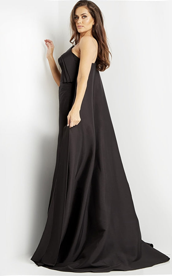 Jovani Evening Dress Jovani 09203 Black Elegant One Shoulder Evening Gown