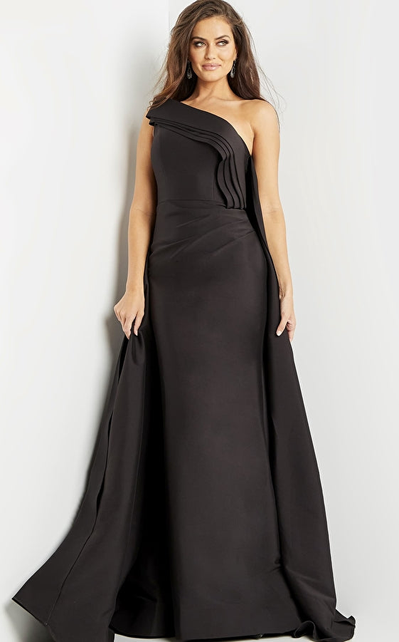 Jovani Evening Dress Jovani 09203 Black Elegant One Shoulder Evening Gown