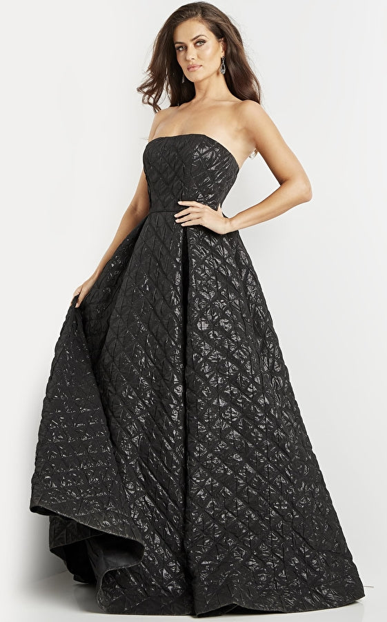 Jovani Evening Dress Jovani 09784 Black Strapless A Line Evening Gown