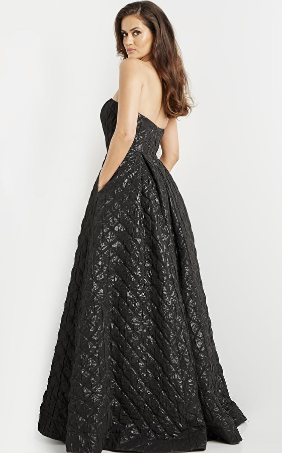 Jovani Evening Dress Jovani 09784 Black Strapless A Line Evening Gown