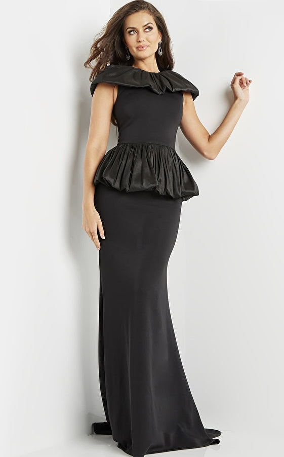 Jovani Evening Dress Jovani 09997 Black Fitted Peplum Evening Dress