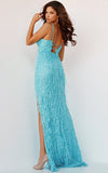 Jovani Evening Dress Jovani 22812 Light Blue Embellished Tie Back Prom Dress