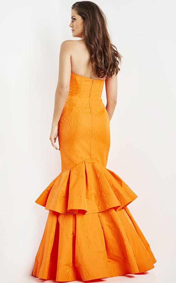 Jovani Evening Dress Jovani 22921 Orange Strapless Mermaid Evening Dress