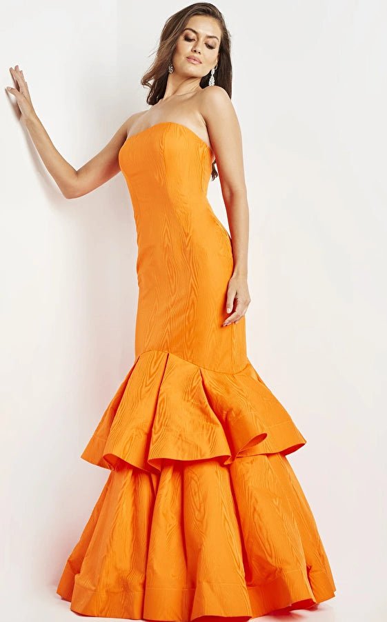 Jovani Evening Dress Jovani 22921 Orange Strapless Mermaid Evening Dress