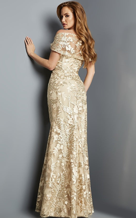Jovani Evening Dress Jovani 23238 Cream Embroidered Sweetheart Evening Gown