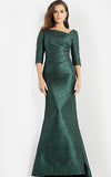 Jovani Evening Dress Jovani 23270 Green Three Quarter Sleeve Mermaid Evening Dress