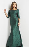 Jovani Evening Dress Jovani 23270 Green Three Quarter Sleeve Mermaid Evening Dress
