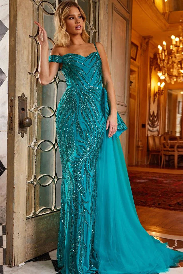 Buy Green A-line Long Real Beauty Peacock Green Strapless Gradient Ombre  Chiffon Prom Dresses JS339 Online – jolilis