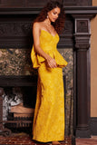 Jovani Evening Dress Jovani 23849 Mustard Strapless Peplum Evening Dress