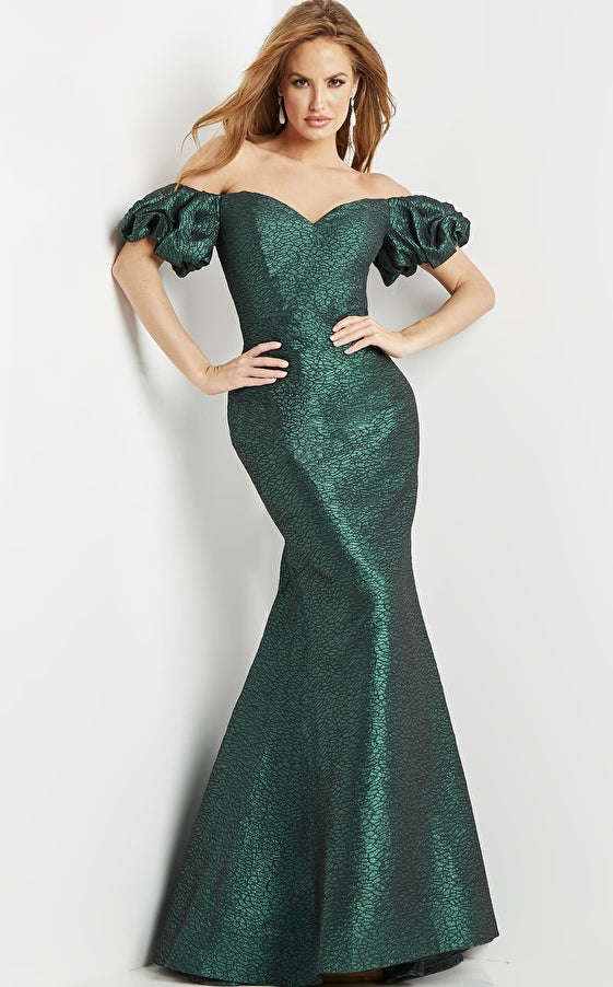 Jovani Evening Dress Jovani 24044 Green Off the Shoulder Sweetheart Neck Evening Gown