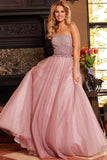 Jovani Evening Dress Jovani 24051 Ice Pink Embellished Bodice Evening Ballgown
